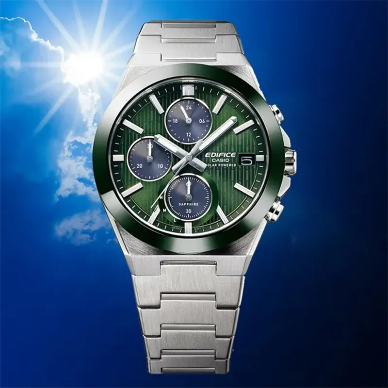 Casio Edifice Chronograph Solar Powered Green Dial Men's Watch- EFS-S650D-3A